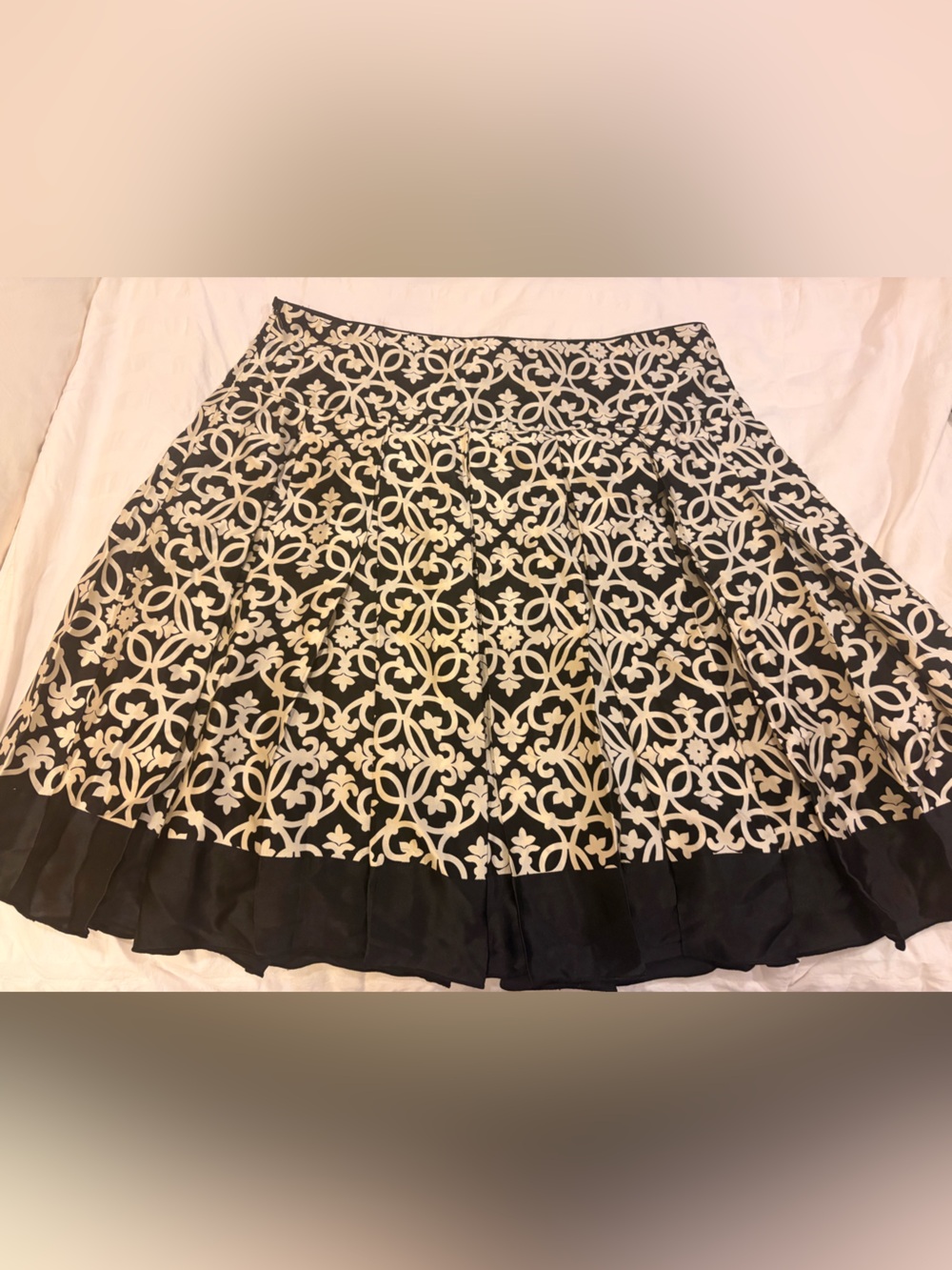 White House Black Market Black and White Patterned A-Line Skirt